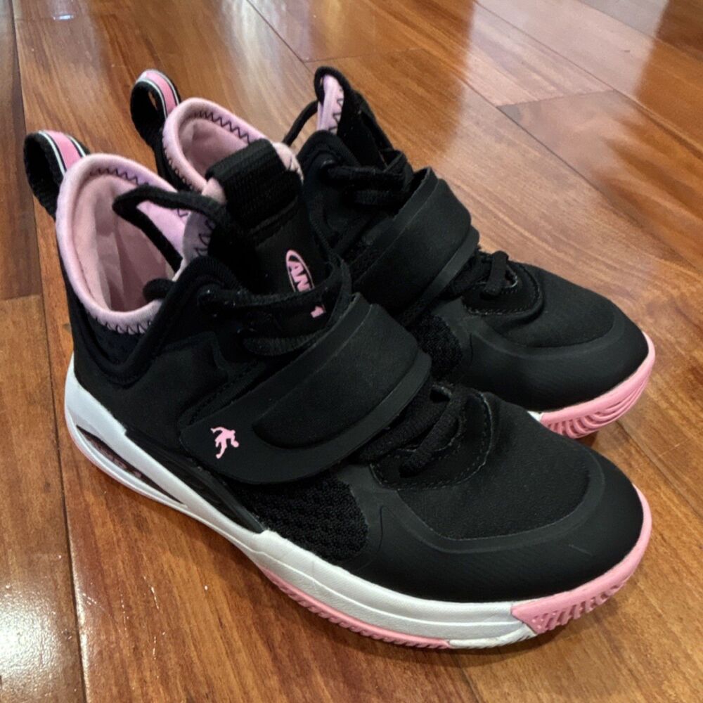 AND1 Girls Black Pink Athletic Sneakers Lace-Up Comfort size 2